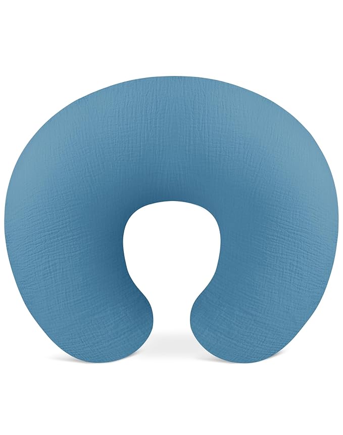 Nursing Pillow Covers, Muslin Nursing Cover for Breastfeeding Pillows, Comfortable for Baby Girls and Boys (Blue)