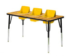 3-Seat Feeding Table (Oak Top, Yellow Seats, Black T-Mold)