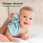 6-Pack Baby Washcloths - Soft Absorbent Viscose from Bamboo Wash Cloths for Babies, Kids, Toddlers, Infant, Newborn Bath Towels, Gentle on Sensitive Skin, 10x10 Reusable Face Towels (White/Sky)