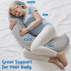 Pregnancy Pillows for Sleeping, C-Shaped Maternity Pillow for Pregnant Women, Memory Foam Body Pillow with Removable Cover, Adjustable Support for Back, Legs, Belly, Neck, 47.2’’ x 9.8’’