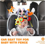 Jollybaby Baby Car Seat Stroller Toys, Plush Activity Hanging Spiral Activity Pram Crib with Music Box, Rattles, Squeaker for Babies Infant Boys Girls(Orange Fox)
