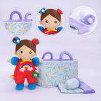 OUOZZZ 10" Soft Baby Doll Set, Hispanic Baby Doll Accessories Pretend Playset Doll for 2 Year Olds Girls Christmas Birthday Gift Brown Skin