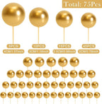 75 Pieces Gold Cake Balls Topper Decorations Foam Cupcake Topper Mini Balloon Cake Topper Balls Cake Picks for Cake Deco Birthday Party Wedding