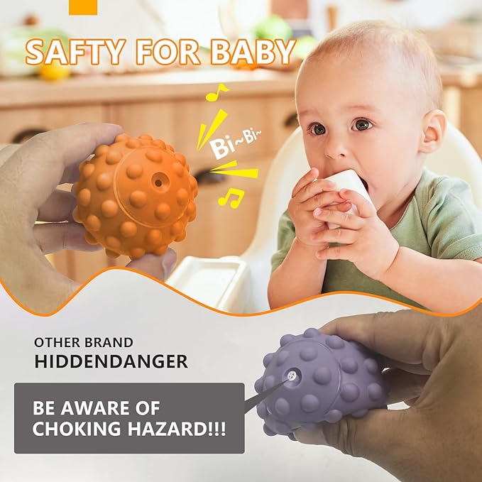 Balls for Toddlers 1-3 Baby Sensory Toys, Montessori Toys for Babies 6-12 Months Baby Toys, Sensory Ball BPA Free Teething Gift Toddler Balls Bath Toys with Bright Color Multi Textured