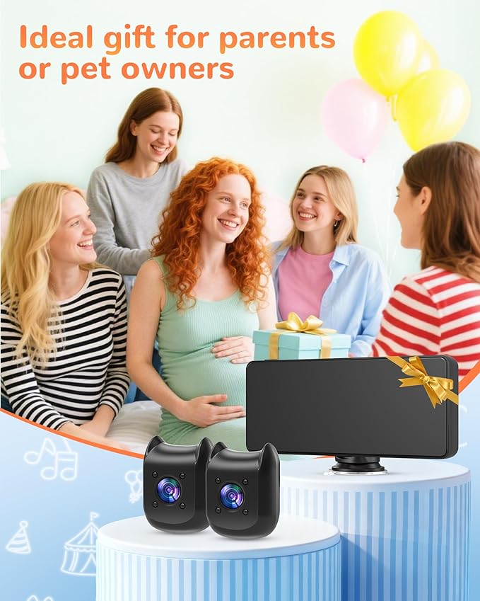 Dual Car Camera Baby Monitor with 6.9" Split Screen-1080P HD Carseat Camera for 2 kids with 360° Full Rotation-Night Vision, Auto-detail Enhancement, 2 Power Ways, Easy Install, for Twins & Siblings