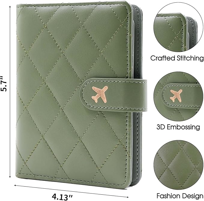 Melsbrinna Rfid Passport Holder for Travel women/Men, Cute Passport Wallet Rfid Blocking Card Slots, Rfid Passport Cover/CaseTravel Wallet, Passport Book Holder (1, LG GREEN)