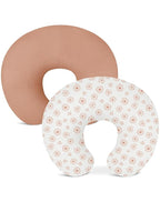Nursing Pillow Covers 2 Pack, Muslin Nursing Cover for Breastfeeding Pillows, Comfortable for Baby Girls and Boys (Dusty Rose & Flower)