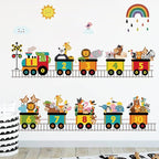 Alphabet Train Color Learning Educational Wall Decals Peel and Stick Cute Animal Wall Stickers for Educational Classroom Kids Playroom Bedroom Decorations (Train numbers02)