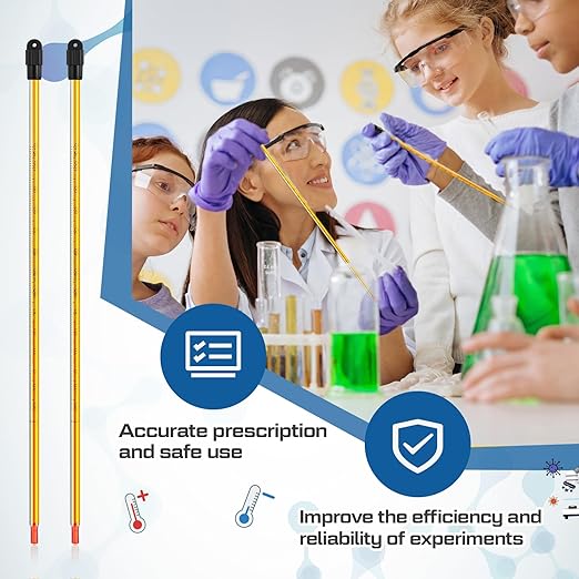 8 Pcs General Purpose Lab Thermometer 12 Inch Laboratory Liquid in Glass Thermometer Total Immersion -20 to 110℃/ 0 to 230℉ Dual Scale for Science University Food and Beverage Processing