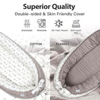 Baby Lounger | Organic Cotton Infant Lounger | Reversible, Adjustable & Portable Floor Lounger | Soft, Breathable, Washable Cover