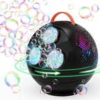 Bubble Machine Automatic Bubble Blower for Kids Toddlers Rechargeable Portable Spherical LED Bubble Maker Electric Auto Rotating 45°/360° Outdoor Toy Birthday Party Wedding (Spherical Black)