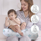 Little Grape Land New Nursing Pillow for Breastfeeding, Larger Breast Feeding Pillow and Positioner with Removable Cover for More Support, Tummy Time and Bottle Feeding Support Pillow, Blue Elephant
