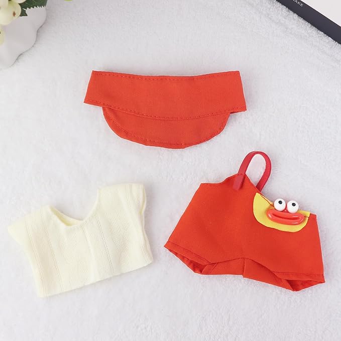 3 Pcs Doll Outfits Set for 15cm/17cm Dolls – Adorable Clothes & Accessories Sets with Red Hat, Red Bib Pants & White T-Shirt for 17 cm Doll (No Dolls)