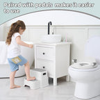 Potty Training Toilet Seat with Kids Step Stool Anti-Slip Toddler Seat, Soft Cushion, Baby Potty Training Set for Boys & Girls (Grey)