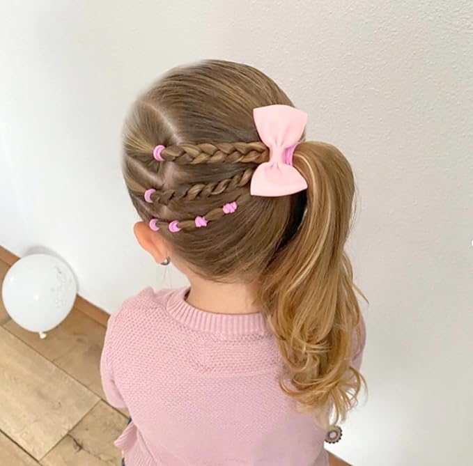 CÉLLOT Toddler Hair Accessories - 40pcs 2.75" Elastics Rubber Ribbon Bands, Bows for Baby Girls, Kids & Children
