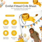 100% Cotton Fitted Crib Sheet – “Carnival Fun” Circus Theme Nursery Bedding, Colorful Baby Crib/Toddler Sheet (Standard Size)