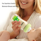 YOHKOH PPSU Baby Bottle Wide Neck, Newborn Anti-Colic Baby Bottle with Natural Response Nipple, Streamlined Body, Easy to Clean (8.8oz (Pack of 2), Green)