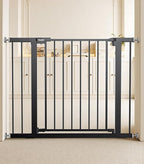 29.5-40.5" Baby Gate for Stairs, Dog Gate for Doorways, Walk Thru Auto Close Metal Baby Safety Gate for The House, Stairs and Doorways, Child Gate Pressure Mounted, Pet Gate for Dog Indoor - Black