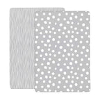 Crib Sheet Set | Toddler Sheet Set 2 Pack 100% Jersey Cotton Grey and White Abstract Stripes and Dots by Ely's & Co