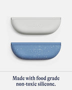 Lalo The Bib - Waterproof, Non-Toxic Silicone Baby Bib with Adjustable Neck Band & Silicone Food Pouch Catcher, Set of 2