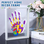 Suzile DIY Handprint Kit for New Parents - Mother's Day Father's Day Gifts,Baby Handprint Frame with 5 Acrylic Boards & 6 Colors Paint,Family Keepsake Craft for First-time Moms Dads(White)