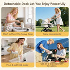 Portable Milk Warmer for Travel, Detachable Bottle Warmer for Breastmilk Formula Water, Boiling Function & Fast Heating, Rechargeable, Healthy for Baby on Journey, Car, Airplane