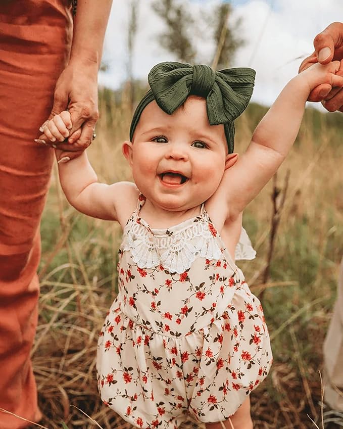 jollybows 12pcs Nylon Headbands for Baby Girls Infant Baby Bows Newborn Hairbands Toddler Hair Bow Elastics Head Wraps