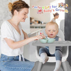 6 in 1 Baby High Chair for Babies and Toddlers, Booster Seat, Kids Learning Table & Chair (Grey)
