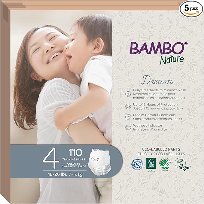 Bambo Nature Hypoallergenic Training Pants, Eco-Labeled Training Pants, Totally Chlorine-Free, Skin Friendly - Size 4 (110 Count)