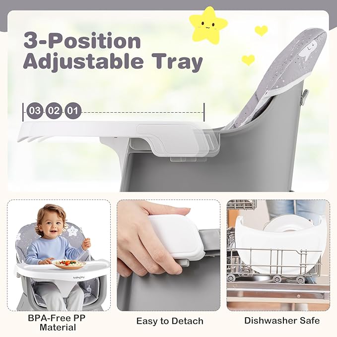 BABY JOY 16 in 1 High Chair, Convertible Baby Highchair for Babies and Toddlers with Activity Center, Booster Seat, Building Block Table, Toddler Chair with Safety Harness, Removable Tray (Gray)