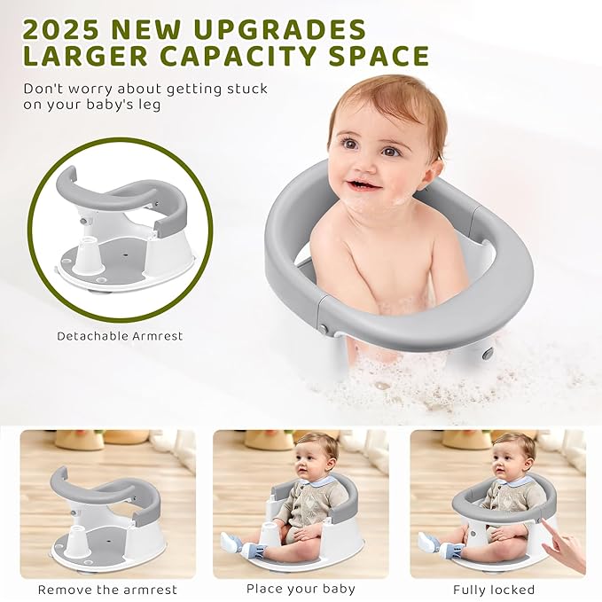 Baby Bath Seat, 2025 New Upgraded Infant/Toddler Sit Up Bathtub Seat for 6-12-24 Months, Great Shower Gifts for Newborn and New Mothers