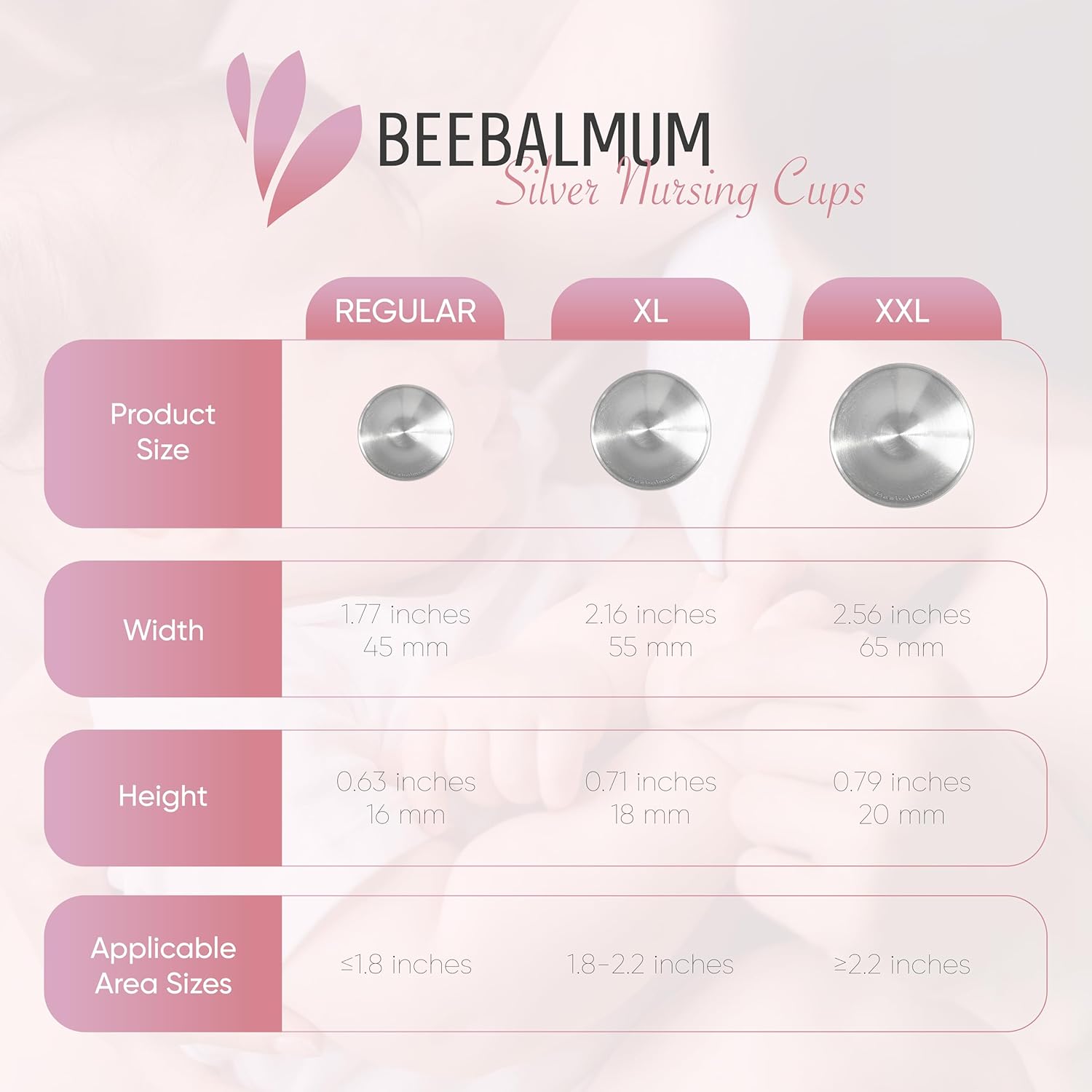 The Original Silver Nursing Cups, Nipple Shields for Breastfeeding Newborns, Protect & Soothe Nursing Nipples, 925 Silver, Regular Size