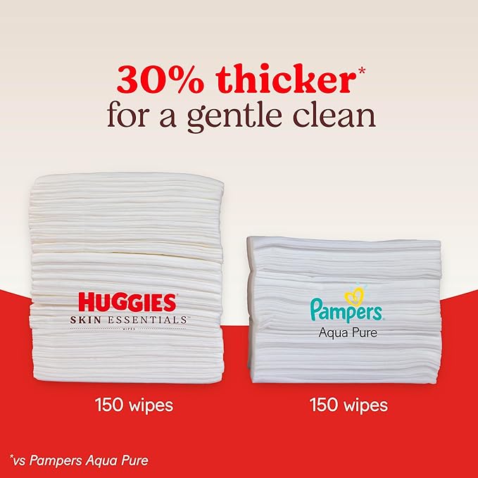 Huggies Skin Essentials Baby Wipes, Hypoallergenic, 99% Water, 15 Flip Top Packs (840 Wipes Total)