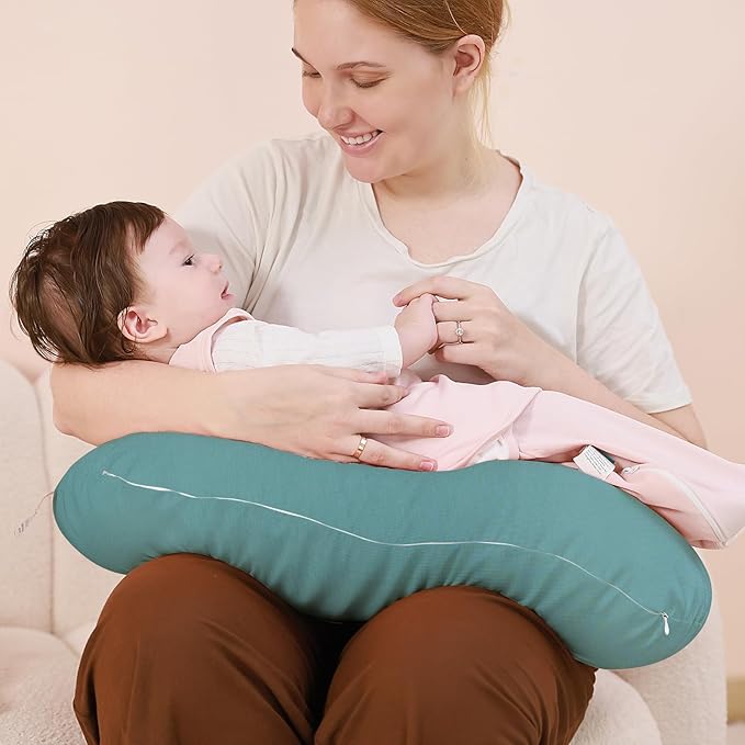 FUNUPUP Rayon Made from Bamboo Nursing Pillow Cover Compatible with Boppy Nursing Pillow, Stretchy Baby Nursing Covers for Breastfeeding Pillows for Boys Girls, Green