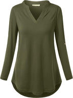 Joymom Maternity Rolled Long Sleeve Nursing Tops Tunic Blouses Breastfeeding