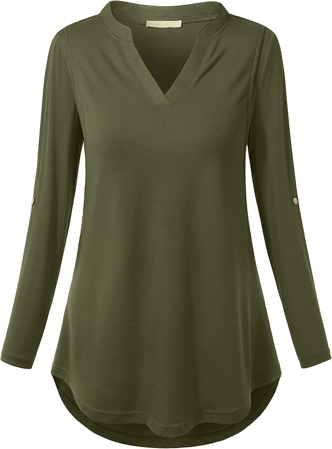 Joymom Maternity Rolled Long Sleeve Nursing Tops Tunic Blouses Breastfeeding