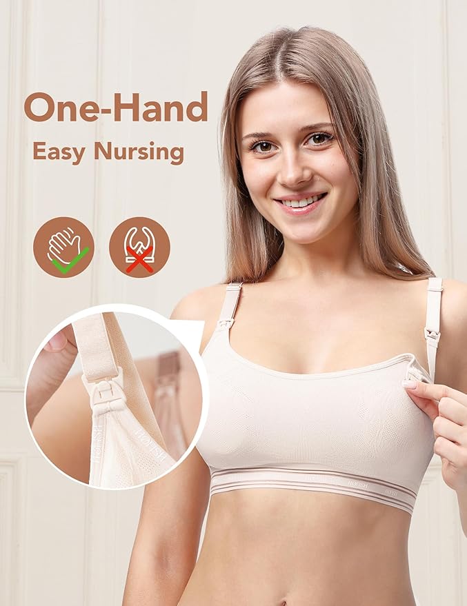 HOFISH Lace Nursing Bras for Breastfeeding, Thin and Breathable Nipple Pad Maternity Bra for Pregnancy