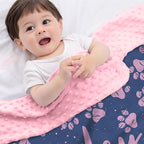 Personalized Baby Blankets for Girls, Custom Name Pink Dog Paws Pattern Baby Blanket, Soft Minky Dot Blanket for Newborns and Toddlers, Ideal for Baby Showers Christmas Brithday Gifts