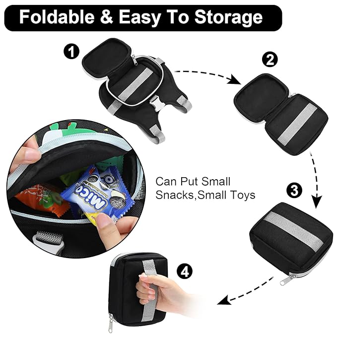 Accmor Toddler Harness Leash+ Anti Lost Wrist Link, Cute Dinosaur Kids Harness with Leash, Collapsible Child Leash Baby Walking Wristband Assistant Strap Belt for Boys