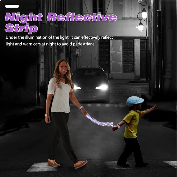 Zooawa Toddler Leash 2Pack, Toddler Kids Harness Anti Lost Wrist Link with Magnetic Lock, Reflective Safety Walking Harness Wristband Leashes for 2,3,4 Years Old Boys Girls, Dark Blue+Dark Purple