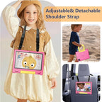 Kids Tablet with Strap, Android 14 Tablet for Kids 10 inch, Toddler Tablets Octa-Core 64GB 1TB Expandable, Children's Tablets with Case, Bluetooth WiFi Parental Control Dual