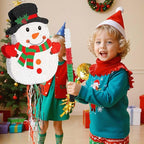 Wernnsai Christmas Piata Large Pull String with Blindfold Bat Cute Snowman Piata for Christmas Party Games White Party Decorations 16.5' x 12.4'