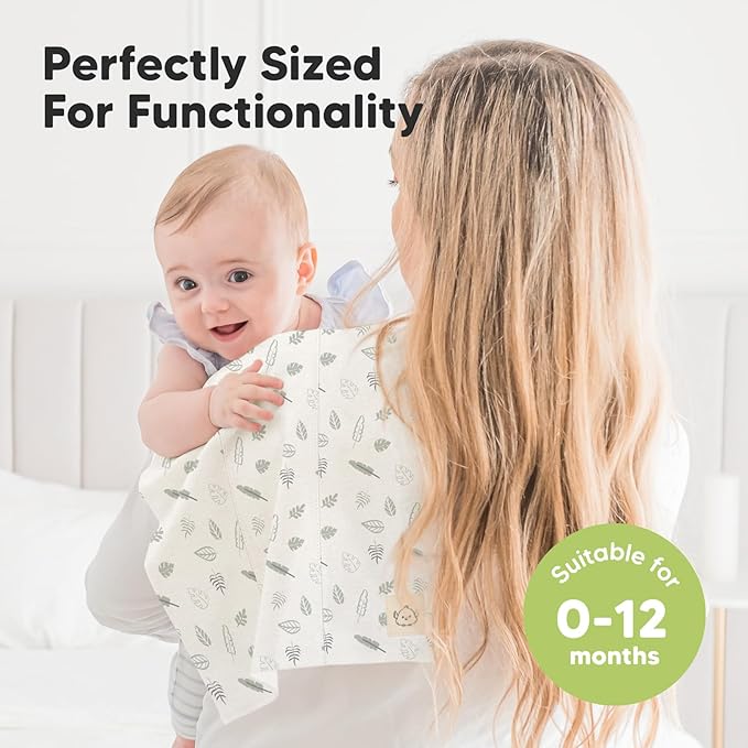 Organic Burp Cloths Baby Boy, Girl - 6-Pack Large Cotton Burping Cloths for Babies, Spit Up Rags, Super Absorbent, Ultra Soft Newborn Rag, Gender Neutral, Machine Washable, Durable (Wilderness)