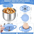 2-Pack Stainless Steel Snack Cup for Toddlers Spill-Proof, Baby Food Containers with Removable Silicone Lids & Handles | Dishwasher Safe, BPA-Free On-the-Go Kids Snack Containers Box