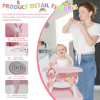 6 in 1 Baby High Chair for Babies and Toddlers, Booster Seat, Kids Learning Table & Chair (Pink)