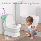 2-in-1 Toddler Potty Training Toilet - Larger Potty Chair & Detachable Training Seat for Boys & Girls Ages 1-3 with Flushing Sound, Wipes Storage, Toilet Paper Holder - Cyan