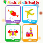 LovesTown 209 PCS Shapes Wooden Pattern Blocks for Kids,Geometric with Activity Cards and Storage Bag, Educational Tangram Puzzles,Great Learning Gift from Parents or Teachers