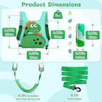 Dr.meter 3 in 1 Toddler Harness Leash + 8.2ft Anti Lost Wrist Link, Cute Dinosaur Kids Safety Harness Tether with Key Lock, Child Protective Leashes While Walking for Outdoor Activity Keep Kids Close
