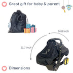 Stroller Sun Shade - Universal UV Protection Cover for Strollers Sunshade with See Through, Clip-On Sun Blocker, Sun Shield for Baby, Breathable Adjustable Fit, Full Coverage, M Black