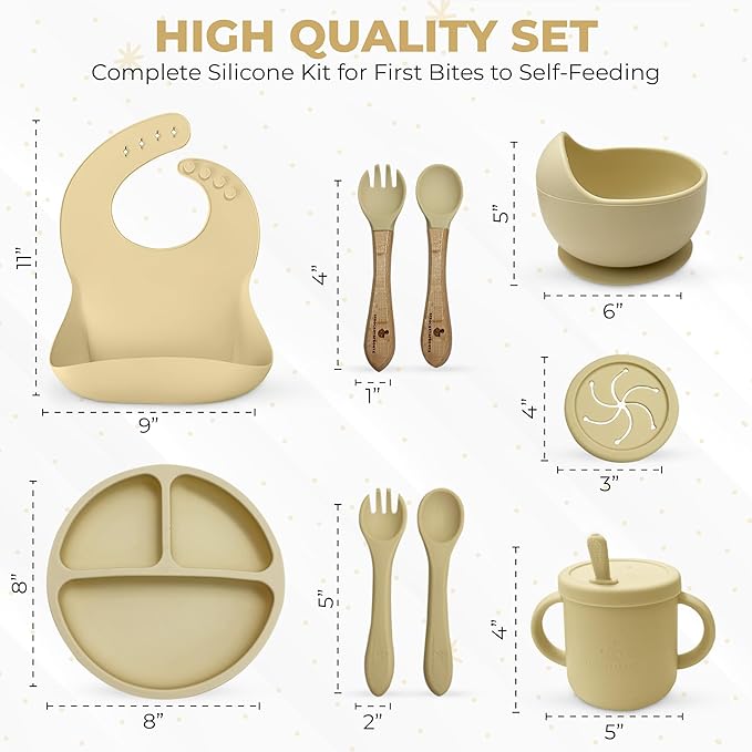 12-Piece Silicone Baby Feeding Set – Suction Bowl, Divided Plate, Bib, Utensils & More – BPA-Free Toddler Mealtime Essentials for Self-Feeding & Baby-Led Weaning